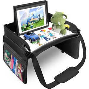 Premium Reistafel Voor Auto met Tekentafel & Tablethouder - Autostoel Organizer -Speeltafel - Whiteboard - Zwart