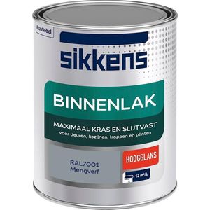 Sikkens Binnenlak - Verf - Hoogglans - Mengkleur - RAL7001 - 1 liter