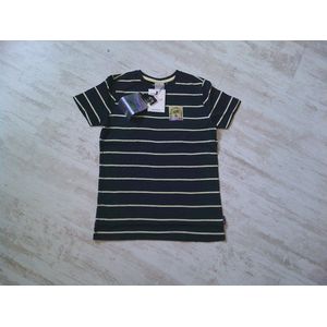 Retour jongens t-shirt navy blauw met gele streep maat 146/152