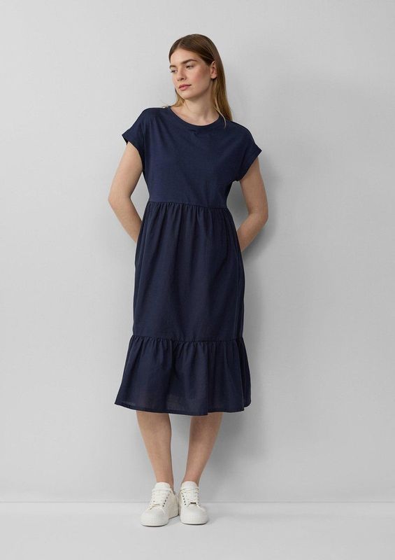 s.Oliver - Jurk - Navy - Jersey - Knielengte - Losse Pasvorm