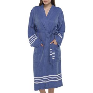 Lalay- Hamam badjas Krem Sultan - royal blue - XS - dunne badjas dames en heren - sauna badjas