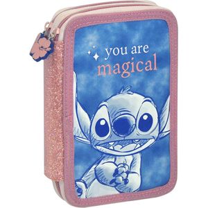 Disney Lilo & Stitch tekenetui met Ritsen Roze - met Inhoud - Stiften, Potlood