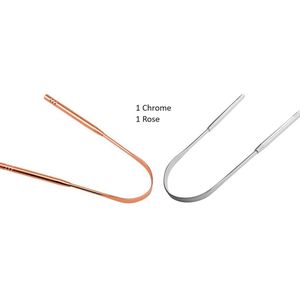 Frisse Adem & Verbeterde Mondhygiëne – Roestvrijstalen Tongschraper Set (Chroom/Zilver & Roségoud)