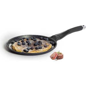 Royalty Line® CP26M Pannenkoekpan Inductie - Ø 26 cm Crêpepan - Marble Coating - Voor Alle Warmtebronnen - Flensjespan - Antiaanbaklaag - Zwart