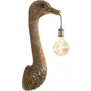 LM-Collection Struisvogel Wandlamp - 25x19x72cm - E27 - antiek Brons - Kunststof - muurlamp slaapkamer, muurlamp woonkamer, muurlamp binnen, wandlamp badkamer, wandlamp binnen woonkamer, wandlamp binnen, wandlampen
