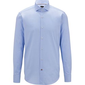 BOSS Joe regular fit overhemd - structuur - blauw gestreept - Strijkvriendelijk - Boordmaat: 45