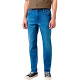 Wrangler - River Tapered Jeans - Blauw - Free to Stretch - Vijfzakkenontwerp