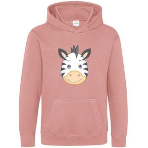 Pixeline Hoodie Zebra Face roze 1-2 jaar - Pixeline - Trui - Stoer - Dier - Kinderkleding - Hoodie - Dierenprint - Animal - Kleding