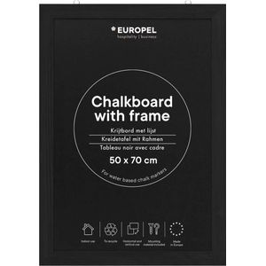Europel krijtbord met lijst – muurdecoratie – tekenbord - zwart - 50x70cm