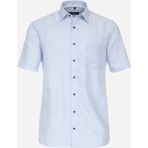 CASA MODA comfort fit overhemd - korte mouw - dobby - blauw - Strijkvrij - Boordmaat: 44