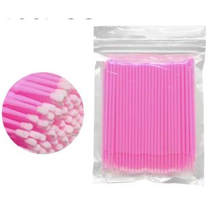 CHPN - Kleine make-up borsteltjes - Wimperborsteltje - Wimper borstel - Wenkbrauw borstel - Microbrush - Miniborstel - 100 stuks - 10CM lang - Microbrushes - Roze - Wimpers
