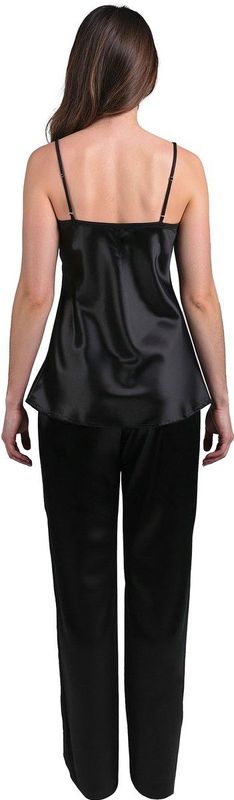 Vivisence - Pyjama Set - Zwart - Satijn - Verstelbare Bandjes