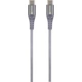 Skross USB-kabel USB 2.0 USB-C stekker, USB-C stekker 1.20 m Space grijs Rond, Flexibel, Stoffen mantel SKCA0017C-C120C