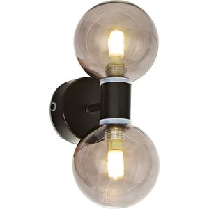 Olucia Amer - Moderne Badkamer wandlampen - Glas/Metaal - Grijs;Zwart