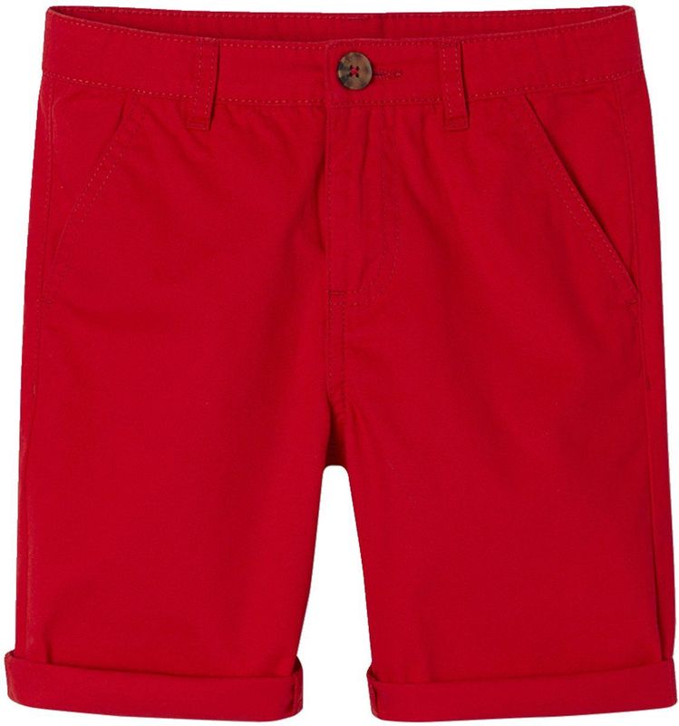 Chino - Rood - Jongens Bermuda - Katoen - Met Elastische Tailleband