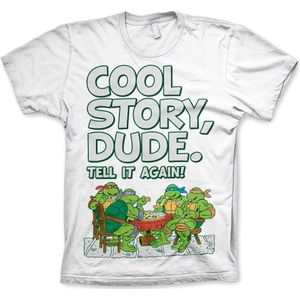 Teenage Mutant Ninja Turtles TMNT Cool Story Dude T-Shirt White-S
