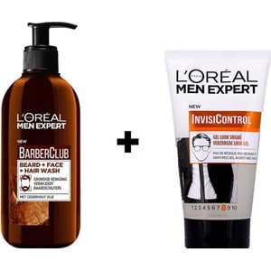L'Oréal Paris Men Expert Barber Club - SET - Face & beardwash 200 ml + Invisi Control Styling Gel 150 ml