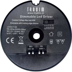 LED Driver - LED Transformator - Dimbaar - Rond - Met gat - LD40CV12D - Tradim