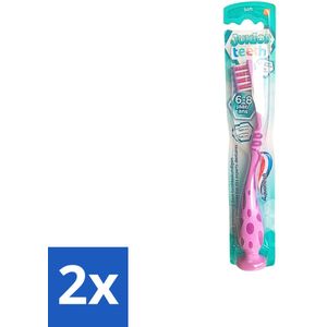 2 x Aquafresh - Junior Teeth Tandenborstel - 6-8 Jaar - Cool Ontwerp - 1 Stuk - Tandenborstel Voor Kinderen - Tandenborstel 6-8 Jaar - Kinder Tandenborstel - Tandenpoetsen - Aquafresh