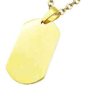 Amanto Ketting Arja Gold - 316L Staal - Graveer - Dogtag - 38x22mm - 60cm