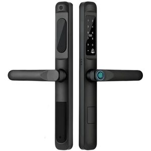 Slank Deurslot - Smart Lock - IP66 - WIFI - Biometrisch - APP - Mechanische sleutels - Kaart - Wachtwoord - Met insteekslot - Elektrisch Deurslot - Zwart