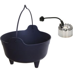 Heksenketel/kookpot met mistmaker - zwart - 4 liter - kunststof - D28 x 19 cm