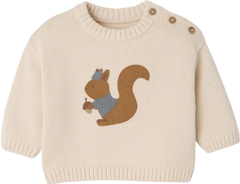 Trui - Ecru - Jacquard - Voor Pasgeborenen - Grote Dierenprint