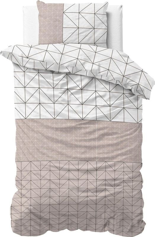 Sleeptime Flanel Gino Dekbedovertrek - Eenpersoons - 140 x 200/220 + 1 kussensloop 60x70 - Taupe