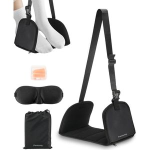 Premiumsy Voetensteun Vliegtuig Set - Voetensteun voor op Reis - Voetenhangmat - Voetkussen - Ook voor Bus en Trein - Reisaccessoire - Inclusief Slaapmasker en Oordopjes