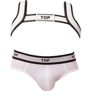 Barcode Berlin TOP Multipack 1x Brief White + 1x Harness White-Black - MAAT S - Heren Ondergoed - Slip voor Man - Mannen Brief