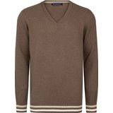 Felix Hardy V-Neck Sweater - V Trui - 100% Katoen Heren Bruin - 2Xl
