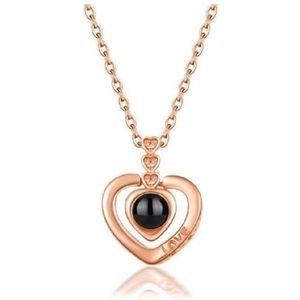 CHARO | ""Ik hou van jou"" in 100 verschillende talen | Hartig| Rosé Goudkleuring | I Love You Ketting | Vriendschapsketting | Relatie ketting | Liefde ketting | Ketting Dames | Ketting Moeder | BFF ketting | Liefde Cadeau |