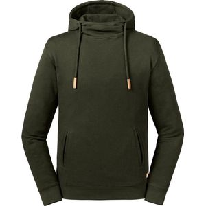 Russell Volwassenen Unisex Pure Organic High Collar Hooded Sweatshirt (Donkere Olijf)