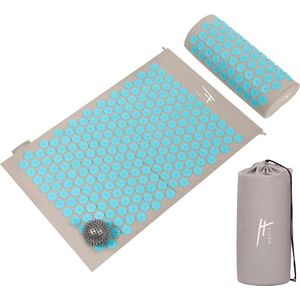 Acupressuurset, bestaande uit acupressuurmat en acupressuurkussen, verlicht pijn in de rug en nek en ischiaspijn, rugmassage, spierontspanning, acupunctuur