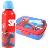 Spiderman broodtrommel + aluminium drinkfles Rood | Lunchbox set voor jongens LS21a