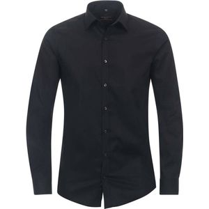 Redmond slim fit overhemd - popeline - zwart - Strijkvriendelijk - Boordmaat: 43/44