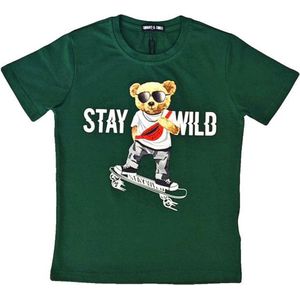 S&C Shirtje Stay wild groen Kids & Kind Jongens Groen - Maat: 98/104