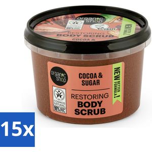 Organic Shop - Body Scrub Cocoa - Rijke Hydratatie - 250 ml - Bulkverpakking - 15 stuks
