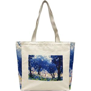 Jute tas bedrukt vintage, jute tas, boodschappentas, canvas tote bag esthetische vintage tassen grote schoudertas stoffen tassen voor dames universiteit werk