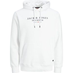 JACK & JONES Arie sweat hood slim fit - heren hoodie katoenmengsel met capuchon - wit - Maat: L