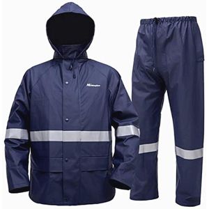 Waterdichte regenpak voor heren en dames, zware uitvoering (jas + broek), winddichte capuchon en werkoutfits