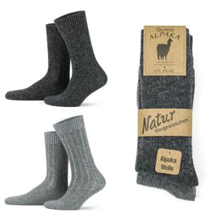 Alpaca sokken-4 paar-Gowith-gezellige wollen sokken-gemaakt van alpaca garen-gebreide sokken voor heren en dames-valentijn cadeau- maat 35-38-grijs en antrac