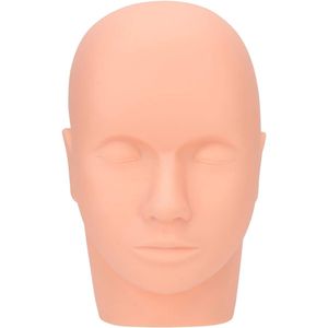 Mannequin Makeup Head, Eyelash Practice Training Makeup Eyelash Extension Cosmetology Doll Face Reusable Portable for Acupuncture (Beige)