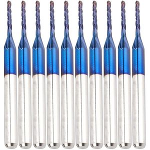 3.17mm Carbide End Mill Blue Coat CNC Router Bits Cutting Edge Engraving Bits PCB Machines Pack of 10 (Size : 1.2mm)