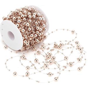 Kerstboom Parelsnoer Roségoud 30 m - Parelketting ABS-draad voor Bruiloft en Doe-het-zelf Handwerk .