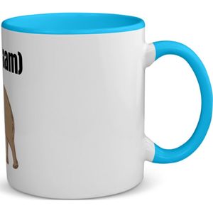 Akyol - olifant met eigen naam koffiemok - theemok - blauw - Olifant - olifanten liefhebbers - iemand die houdt van olifanten - verjaardag - cadeau - kado - 350 ML inhoud