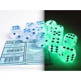 Chessex Borealis D6 16mm Icicle/light blue Luminary Dobbelsteen Set (12 stuks)