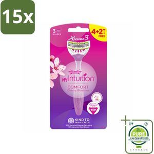 15 x Wilkinson - Wegwerpscheermesjes - Xtreme 3 My Intuition - Comfortabel - 6 mesjes - Grootverpakking - Wegwerpscheermesjes - Scheermesjes - Scheermesjes Voor Vrouwen - Scheermesjes Comfort - Scheermesjes Gevoelige Huid