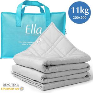 Ella® Verzwaringsdeken 11kg 200 x 200cm - Zwaartedeken - Weighted Blanket - Verzwaarde Deken - OEKO-TEX Katoen - Lichtgrijs