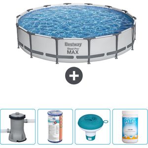 Bestway Rond Steel Pro MAX Zwembad - 427 x 84 cm - Grijs - Inclusief Pomp Filter - Chloordrijver - Chloor